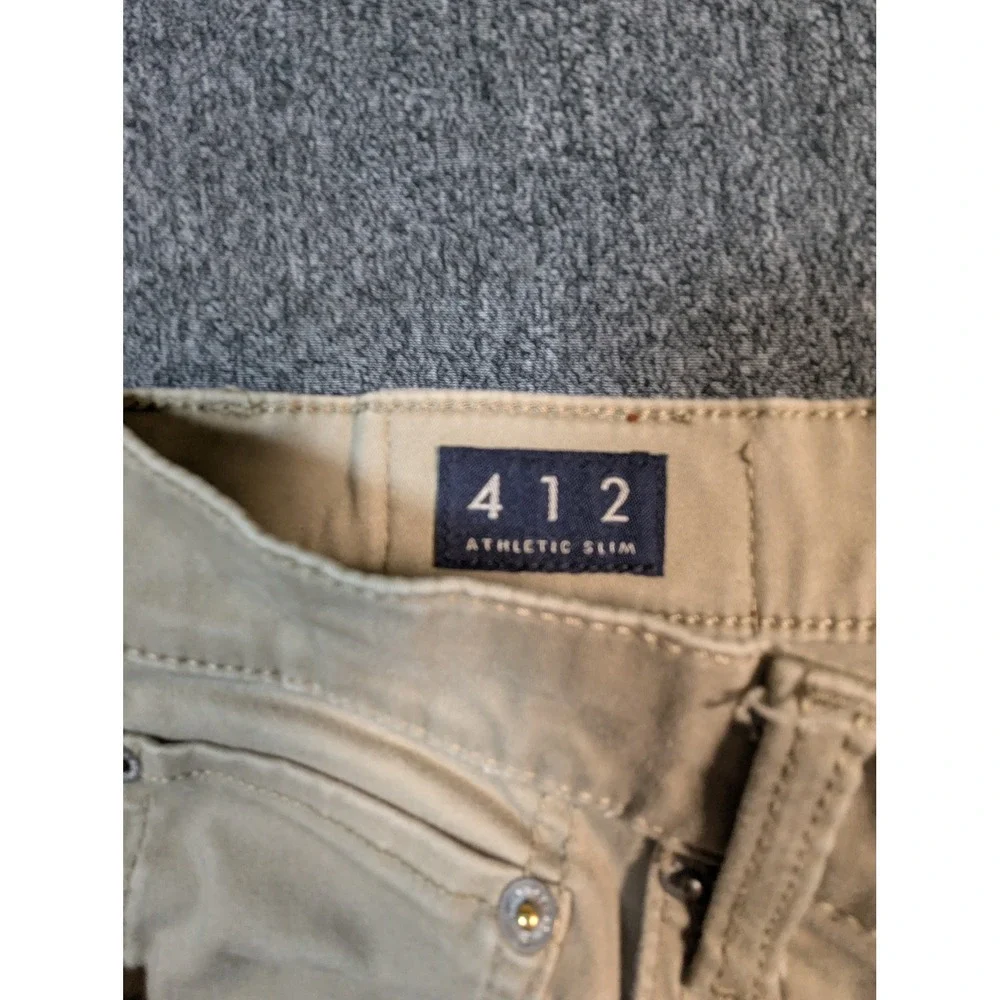 Lucky Brand 412 Athletic Slim Khaki Pants Mens 33x30 Tan Chino Trousers STAINED